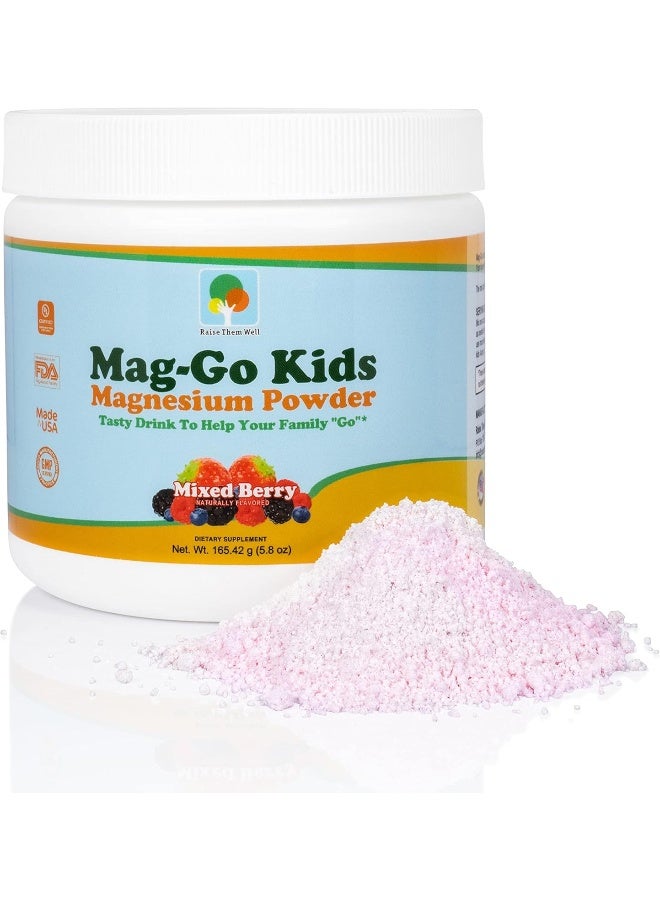 Raise Them Well Kids Constipation Relief (Mixed Berry) | Kid Safe Magnesium Constipation Relief | 90 Servings per Tub - Image 1